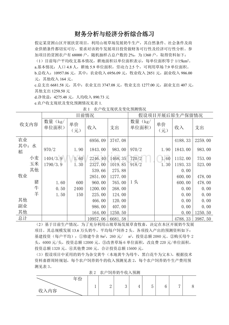 农林项目投资实验：财务分析与经济分析综合练习.pdf_第1页