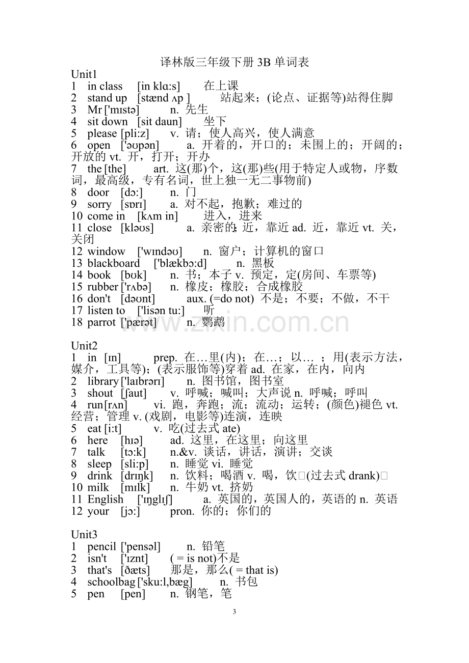 江苏译林版小学三年级四年级五年级六年级英语单词表(附音标).doc_第3页