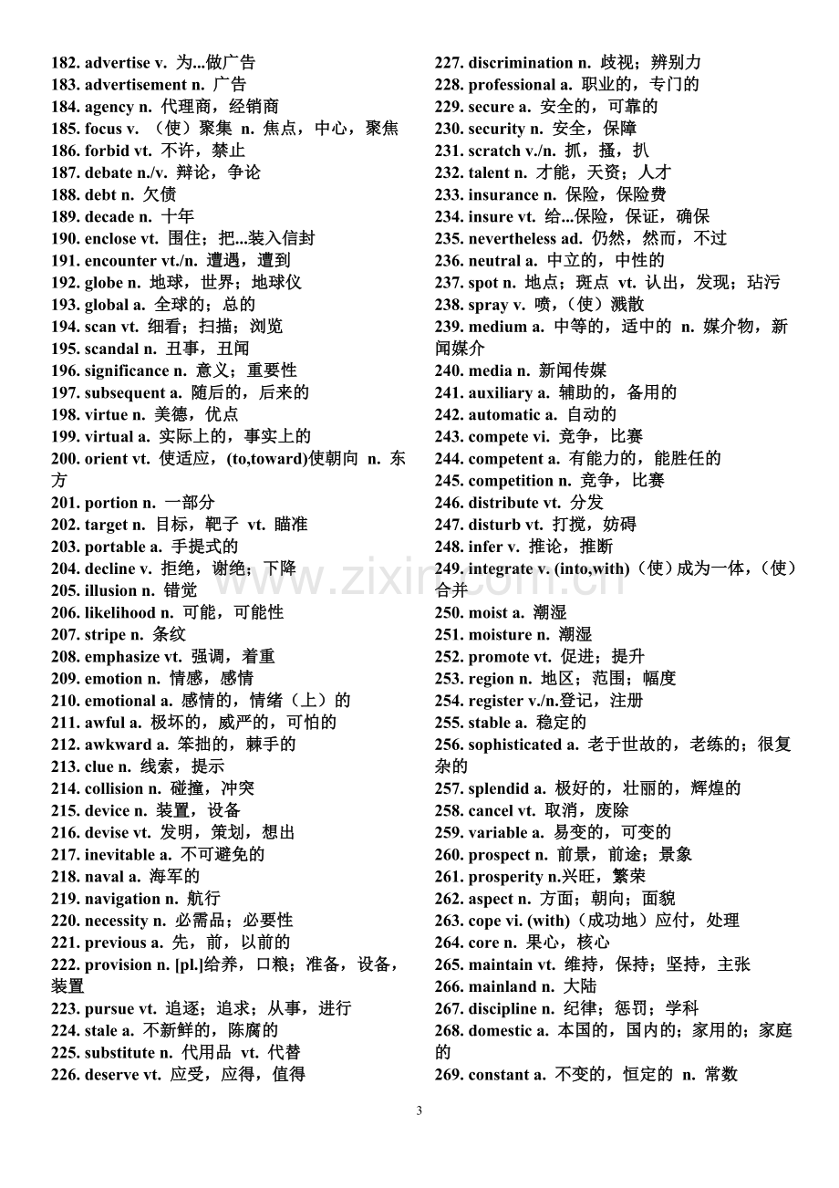 高中英语完形填空高频词汇300个.doc_第3页