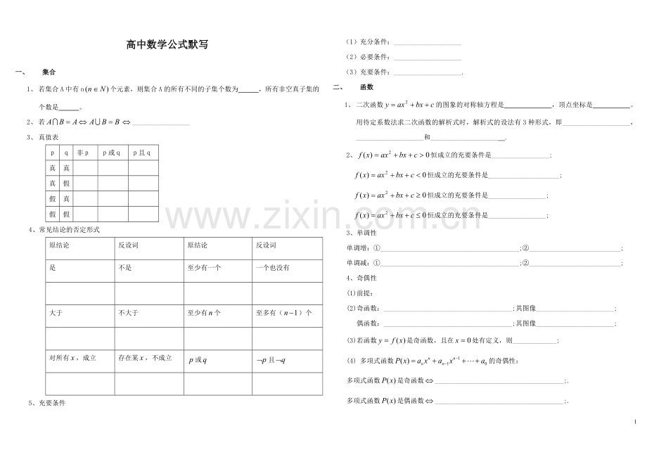 高中数学公式总结-默写版.doc_第1页