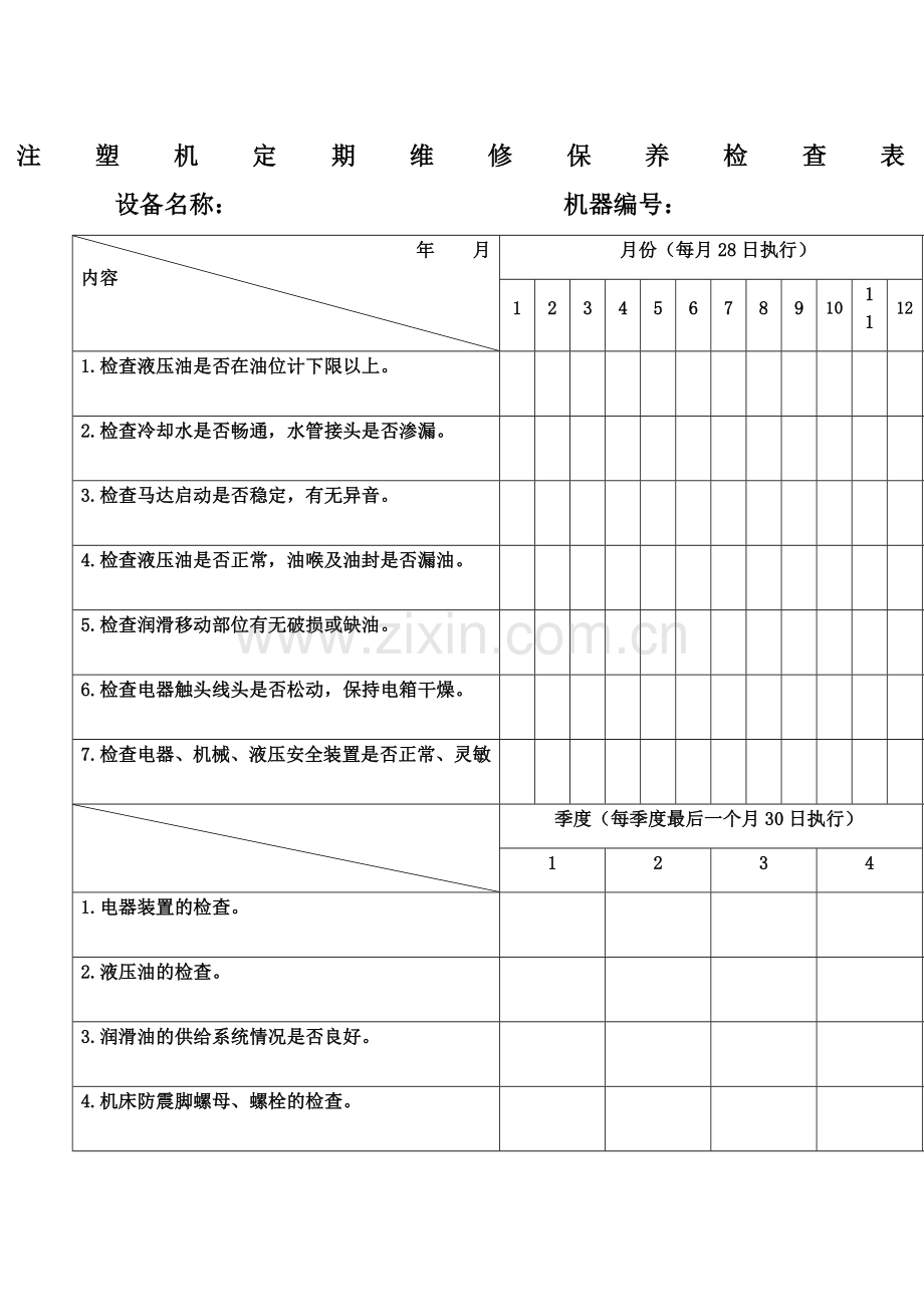 吹塑机定期维修保养检查表.doc_第1页