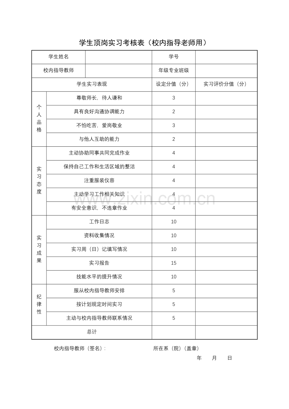 学生顶岗实习考核表.doc_第2页