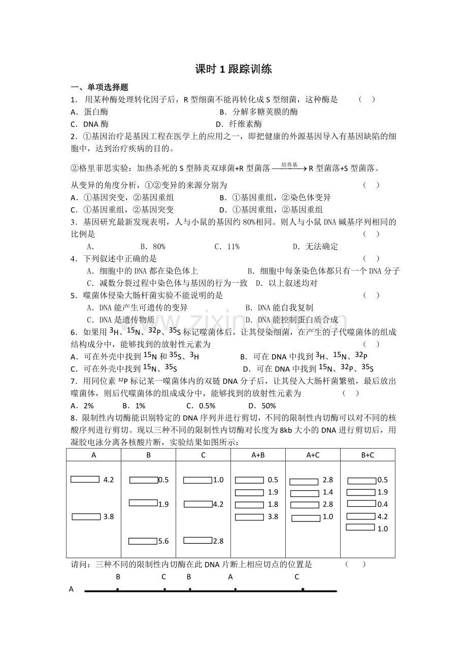 高一生物dna是主要的遗传物质练习题.doc_第2页