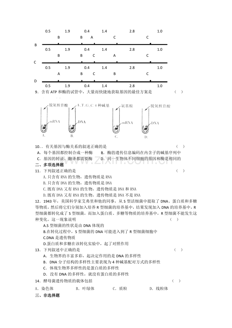 高一生物dna是主要的遗传物质练习题.doc_第3页