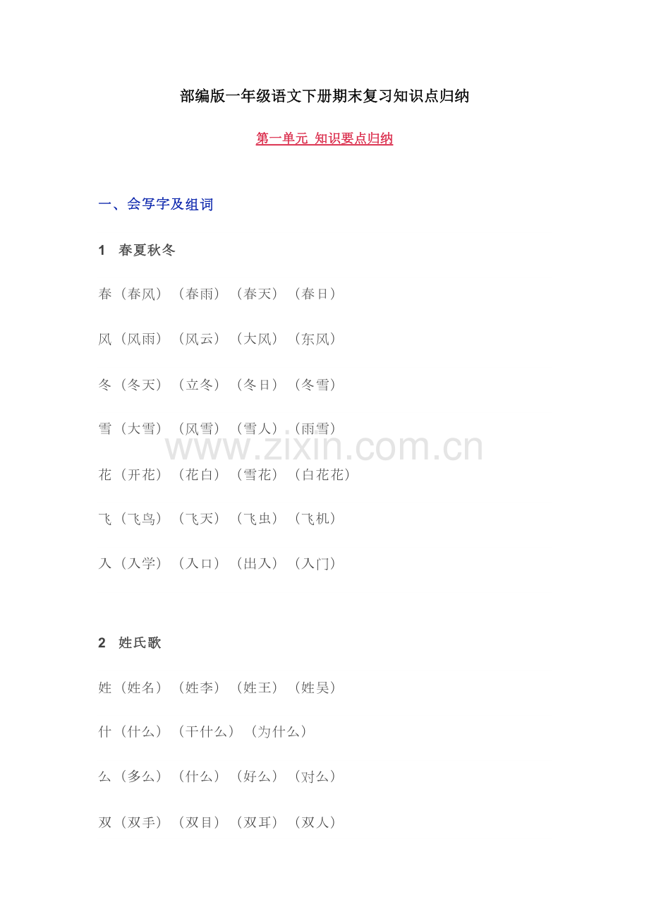 部编版一年级语文下册期末知识点归纳(6)(1).pdf_第1页