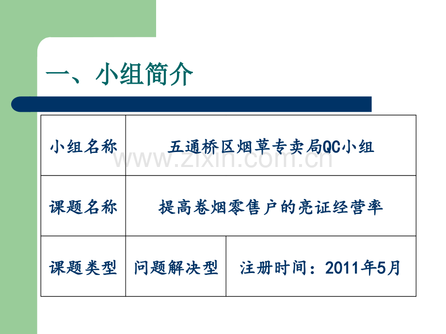 QC小组活动成果发布会提高亮证经营率(ppt文档).ppt_第3页