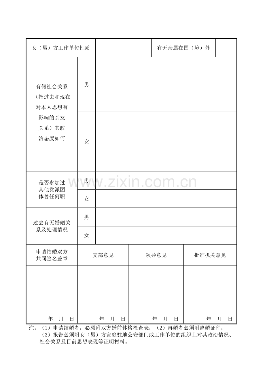 军人申请结婚报告表---函调表.pdf_第2页