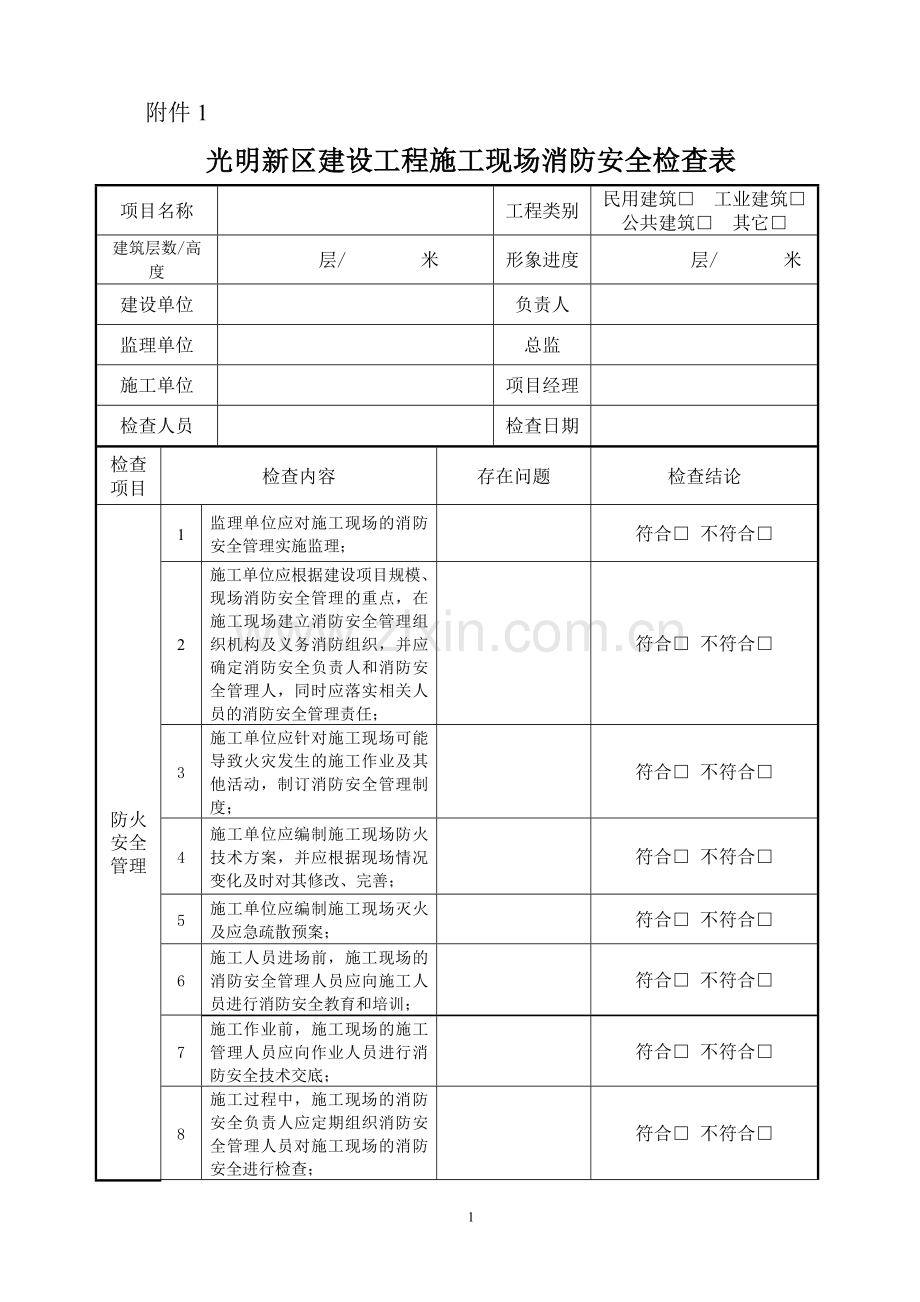 建设工程施工现场消防安全检查表.doc_第1页