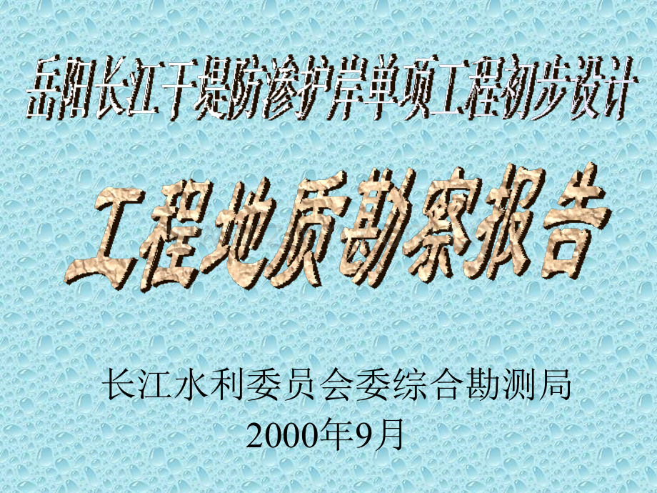 课件岳阳长江干堤防渗护岸工程地质勘察报告.pptx_第1页