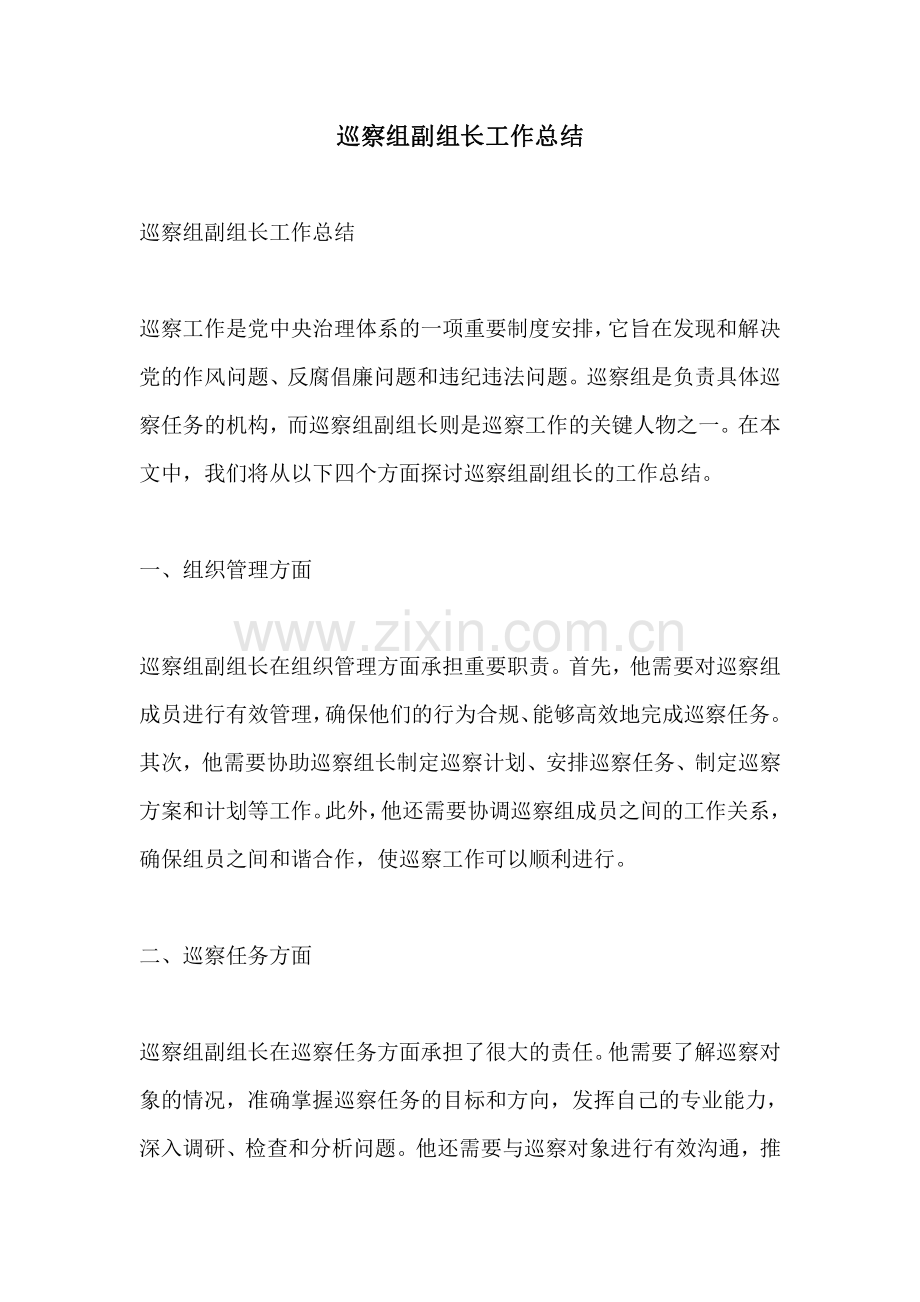 巡察组副组长工作总结.pdf_第1页