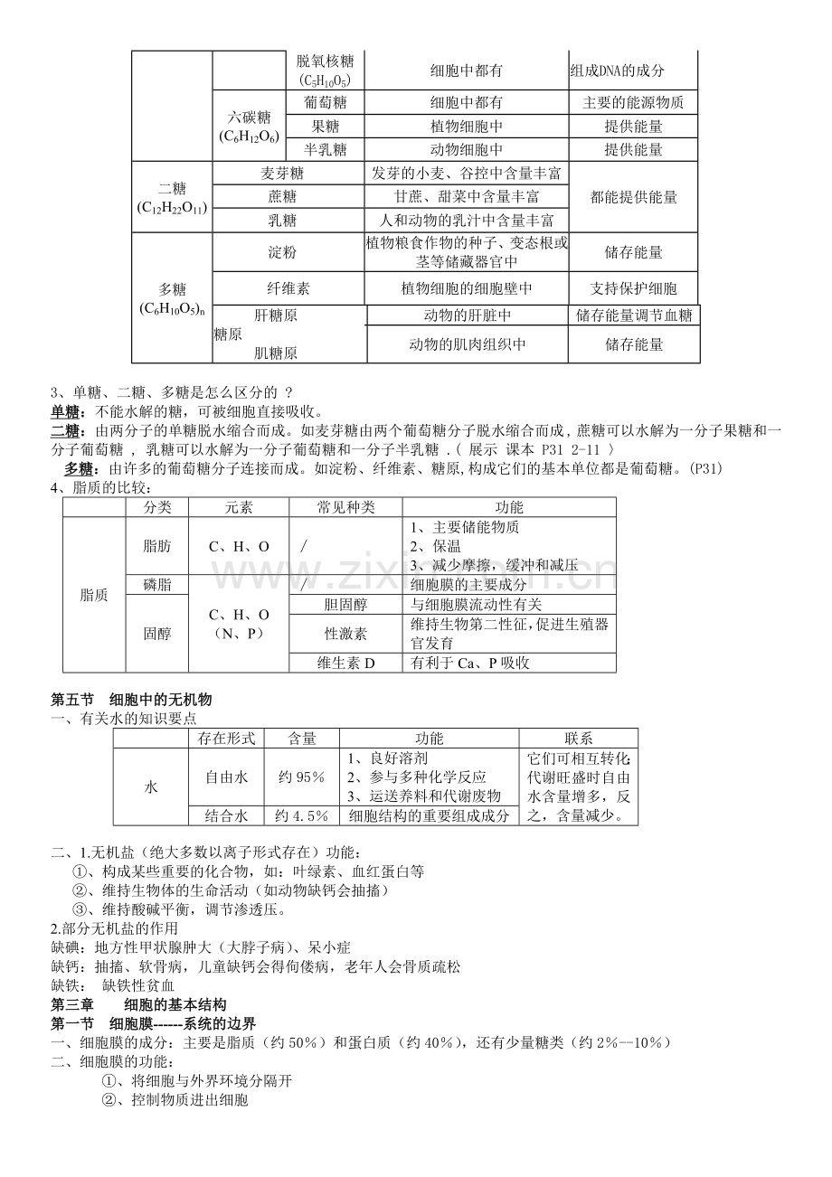 高一生物必修一复习提纲.doc_第3页