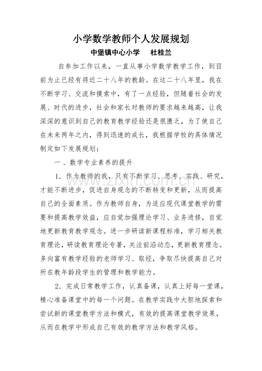 小学数学教师个人发展规划.doc_第1页