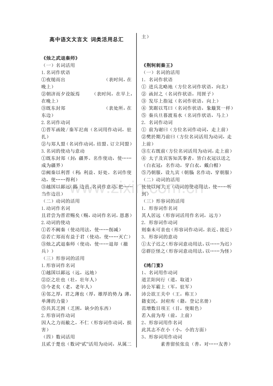 高中文言文人教版必修一至五【词类活用】总结归纳梳理.doc_第1页