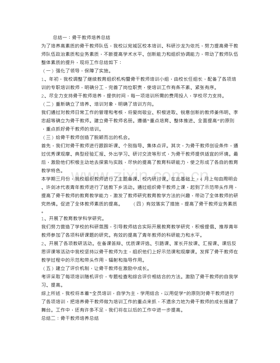 骨干教师培养总结.doc_第1页