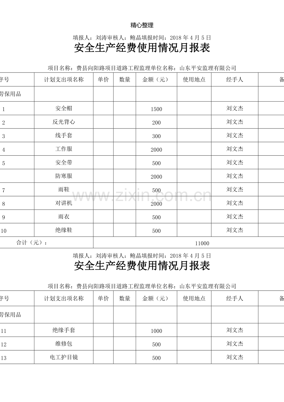 安全生产经费使用方法统计表格模板.pdf_第3页