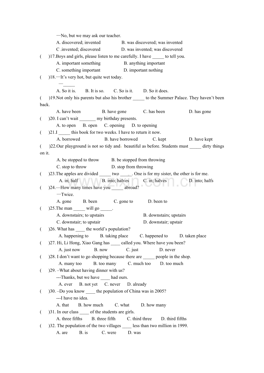 仁爱英语九年级上册期末专项复习题.doc_第2页