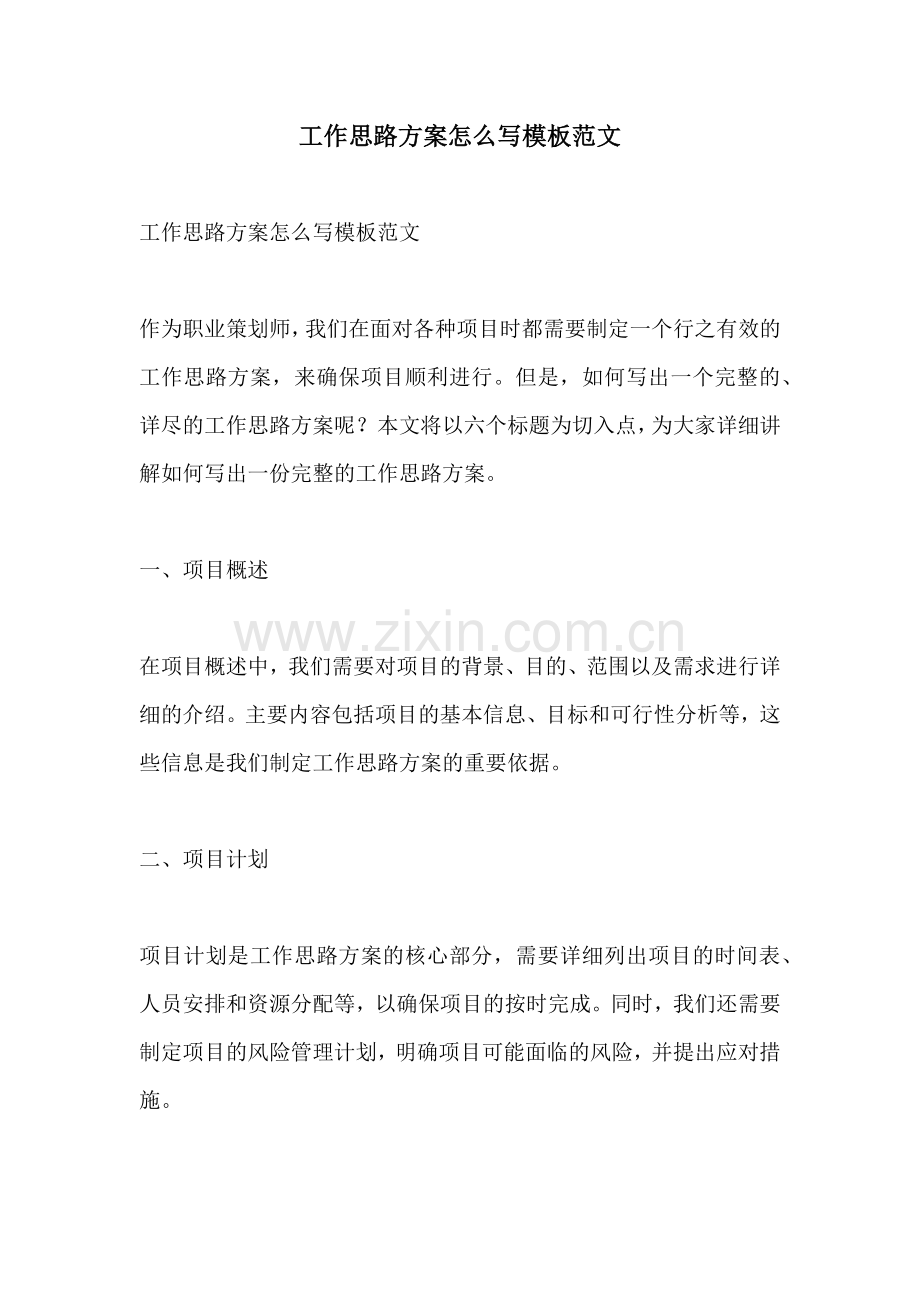 工作思路方案怎么写模板范文.docx_第1页