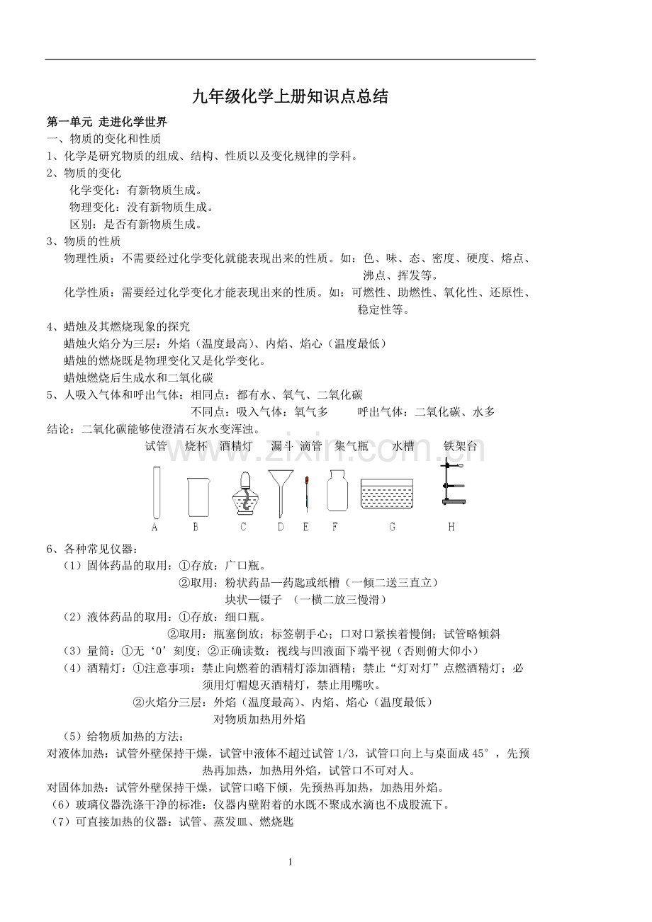 初三化学上册知识点总结.pdf_第1页