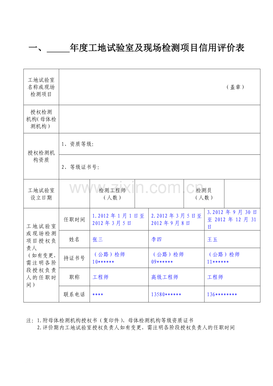 广东省公路水运工程工地试验室及现场检测项目信用评价信息申报表新版.doc_第2页