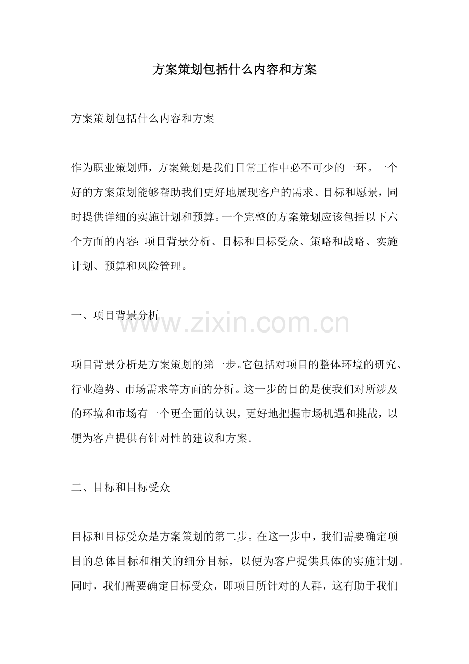 方案策划包括什么内容和方案.docx_第1页