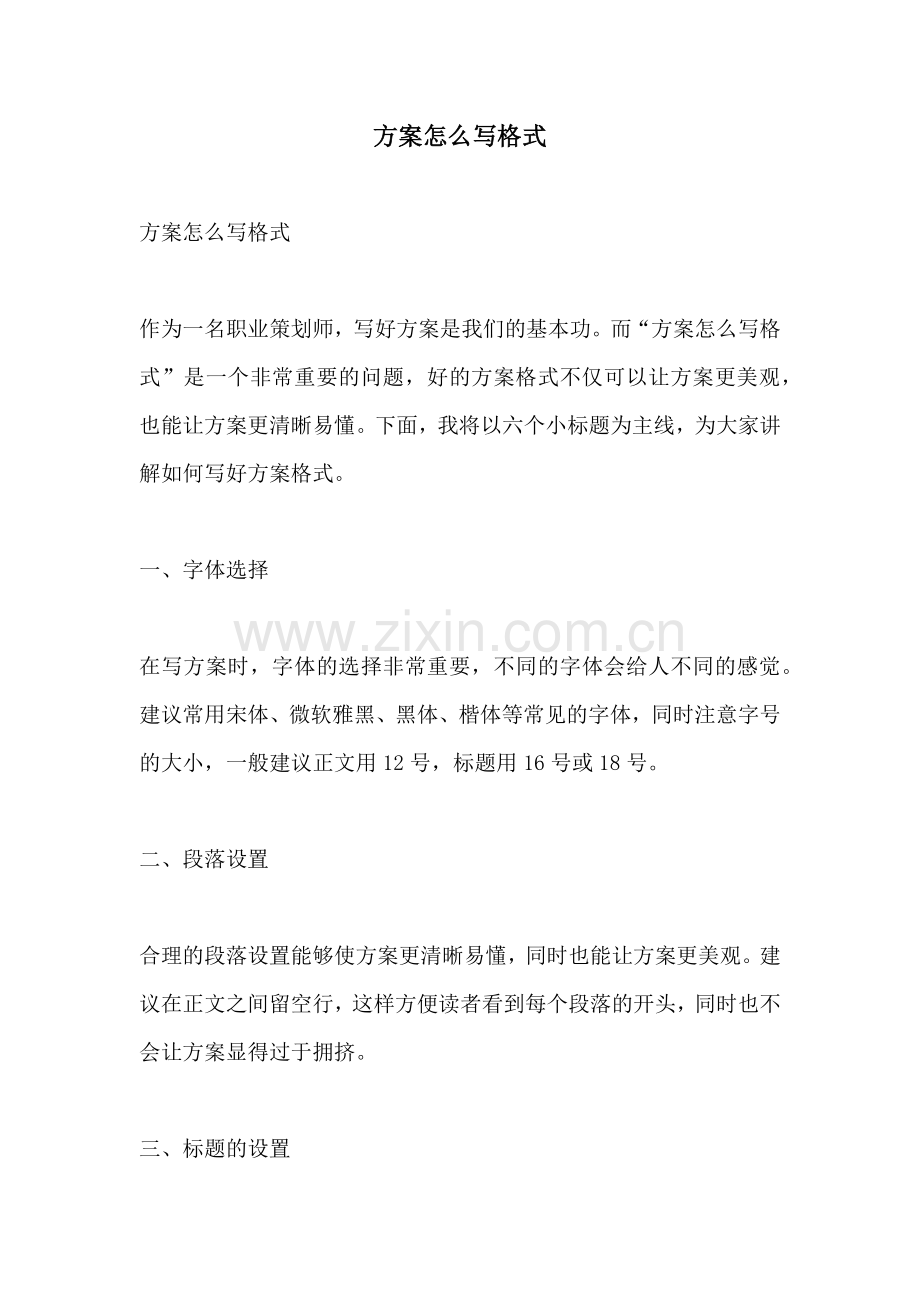 方案怎么写格式.docx_第1页