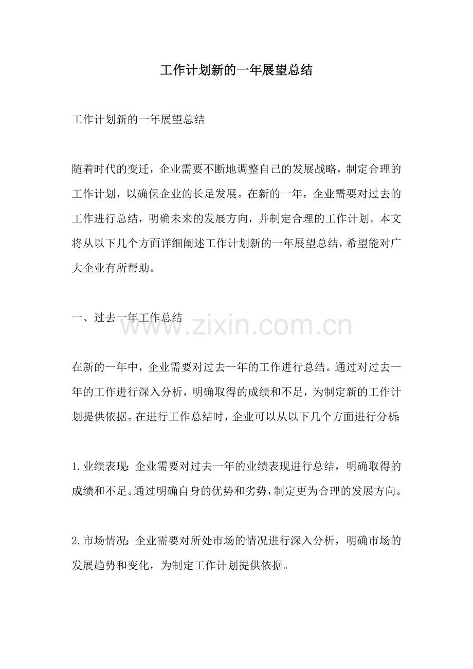 工作计划新的一年展望总结.docx_第1页