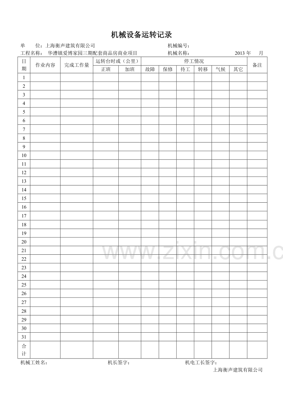 塔吊每日班前安全检查记录表1.doc_第2页