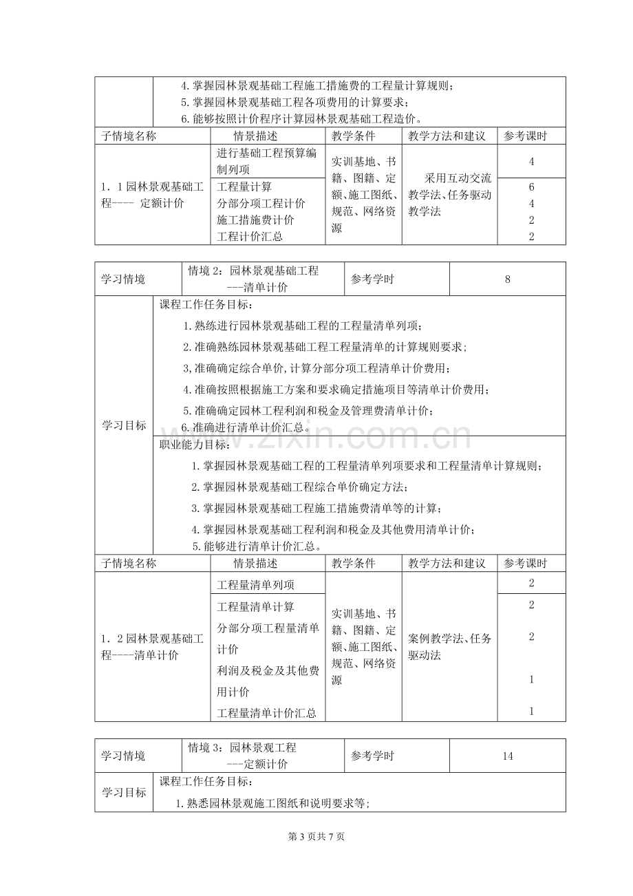 《园林工程造价》课程标准.doc_第3页