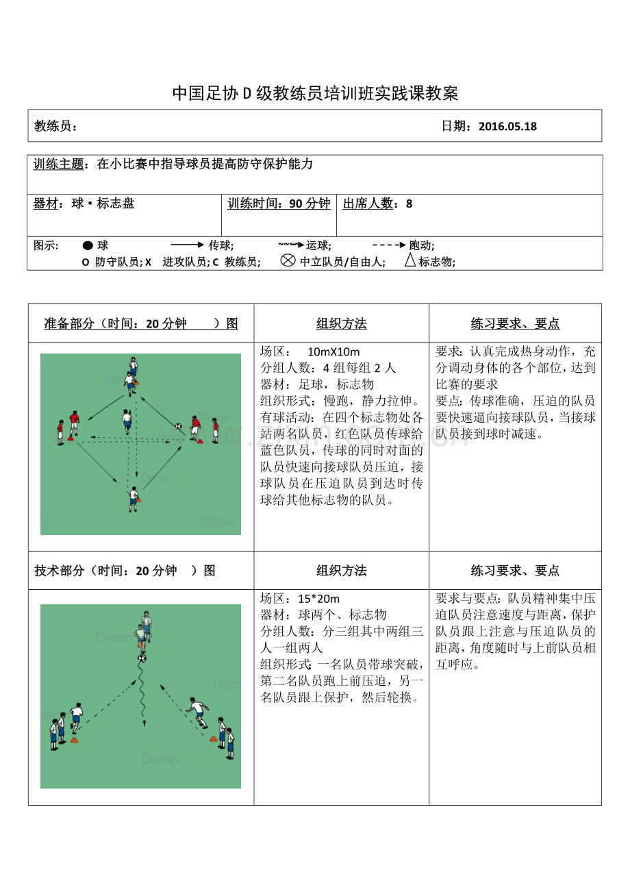 中国足协D级教练员培训班实践课教案-1.doc_第1页