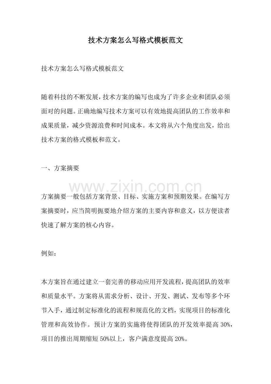 技术方案怎么写格式模板范文.docx_第1页