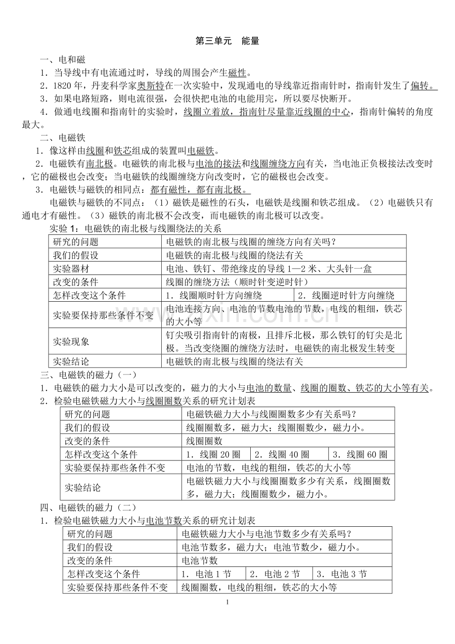 六年级上册科学第三单元《能量》知识点.doc_第1页