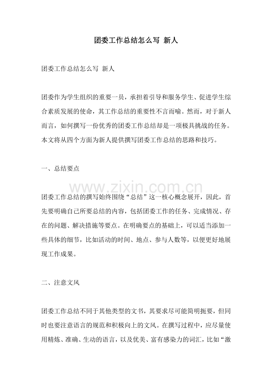 团委工作总结怎么写 新人.pdf_第1页