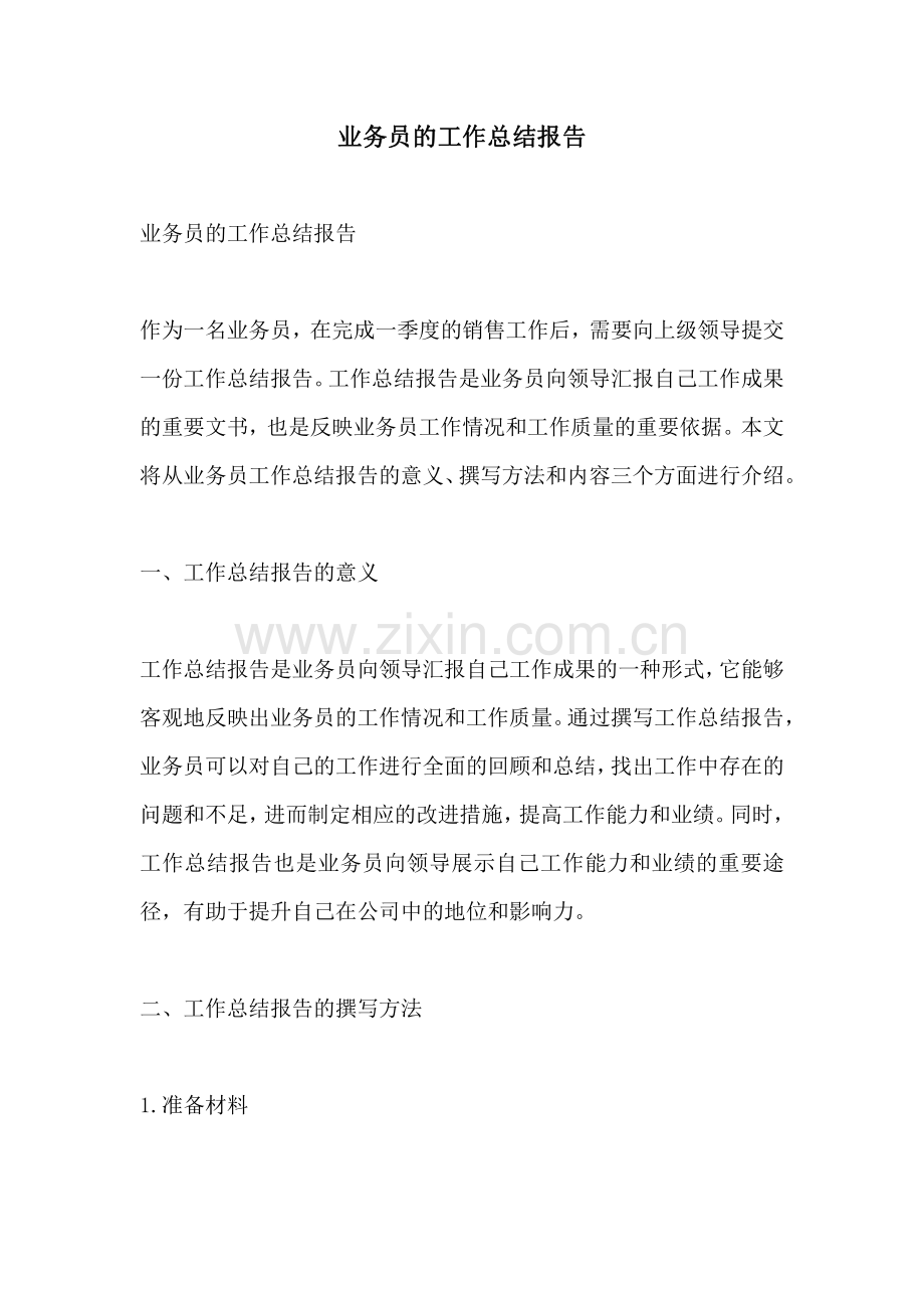 业务员的工作总结报告.pdf_第1页