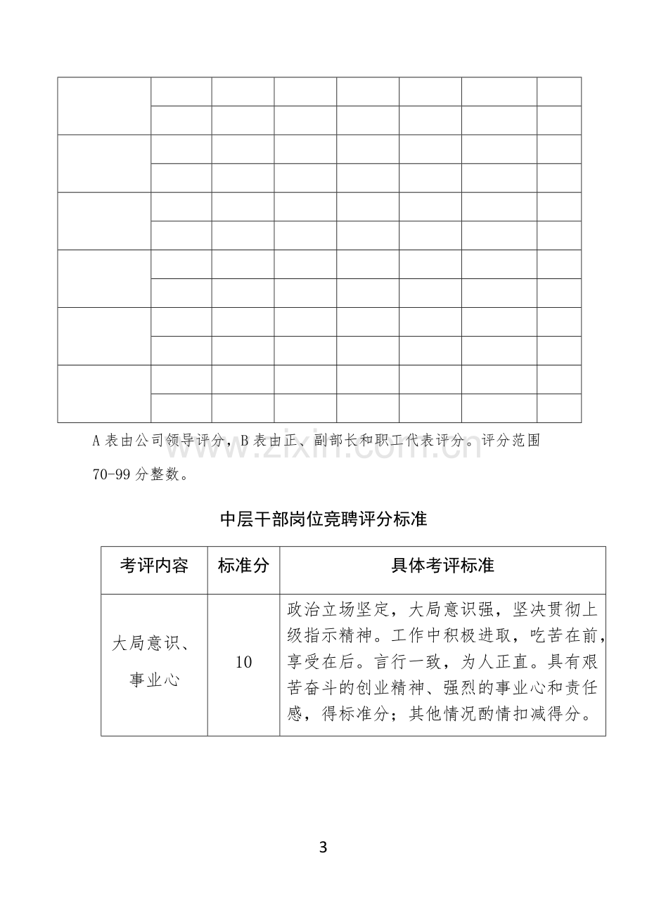 中层干部岗位竞聘报名表、评分表和评分标准.pdf_第3页