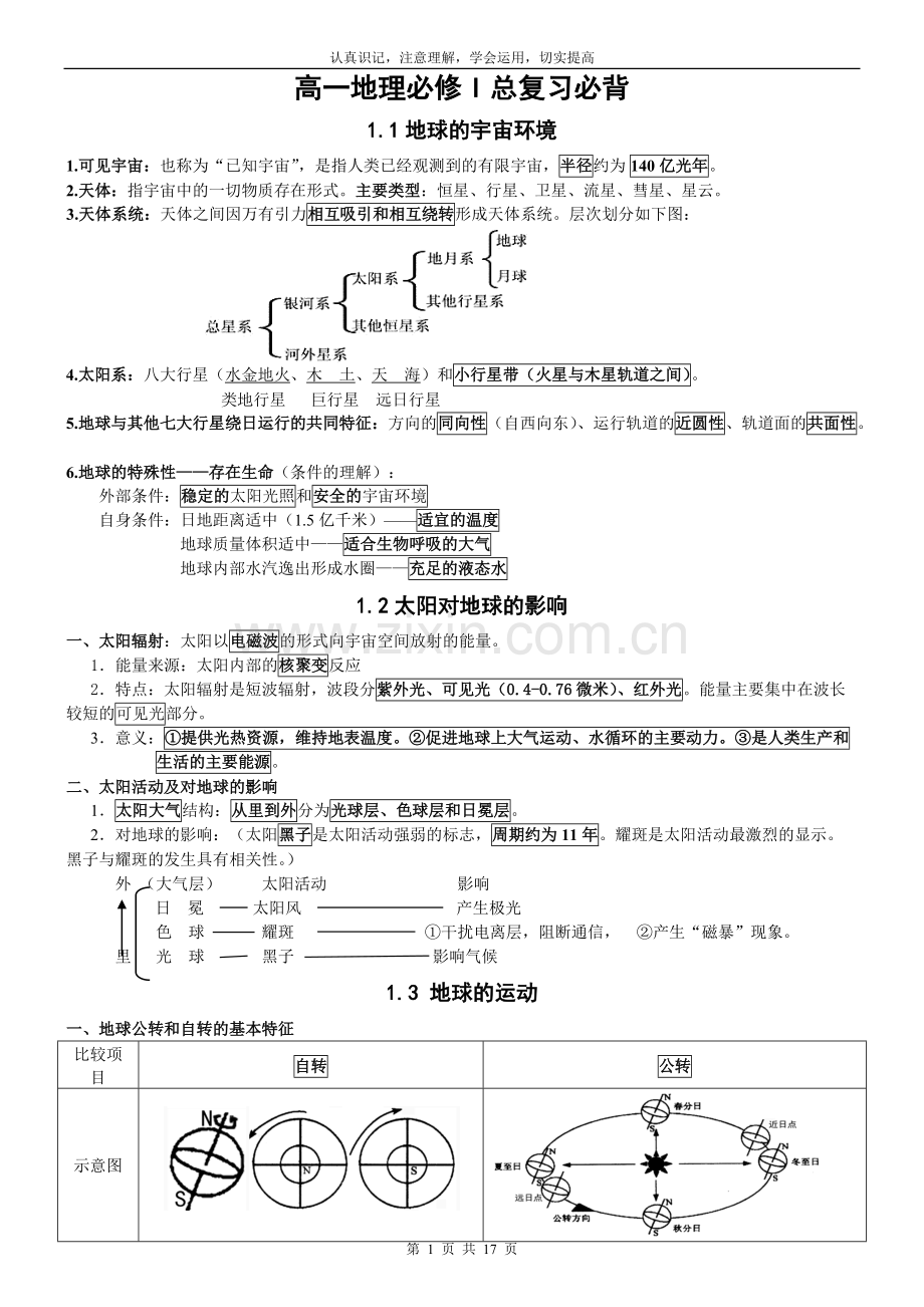 湘教版地理必修一知识点总结.pdf_第1页