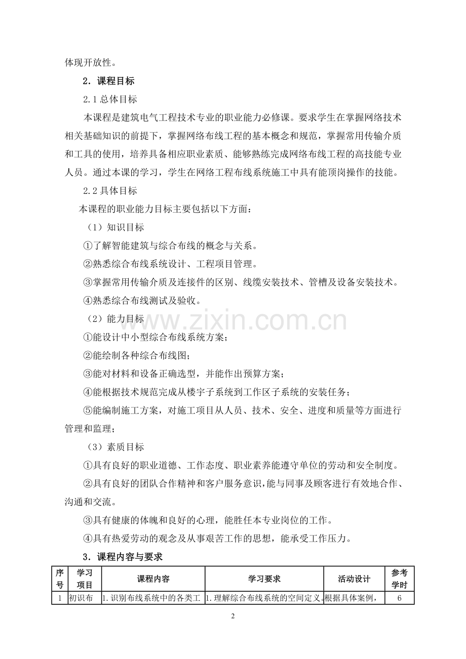 综合布线与网络工程课程标准.doc_第2页