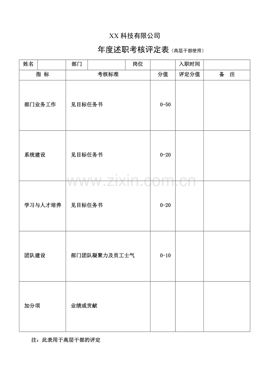 年度述职评分表.doc_第1页