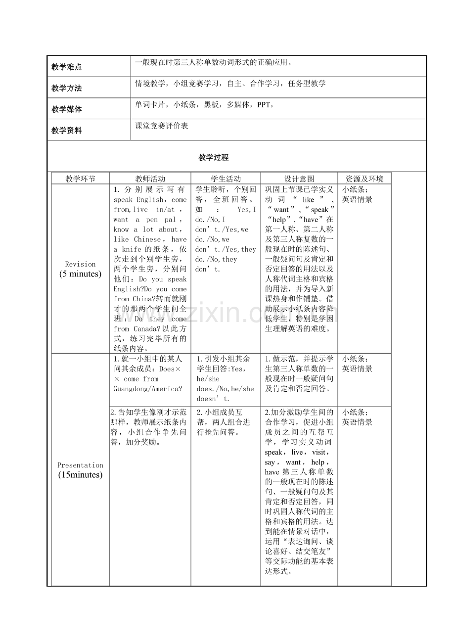 初中英语教学设计方案.doc_第2页