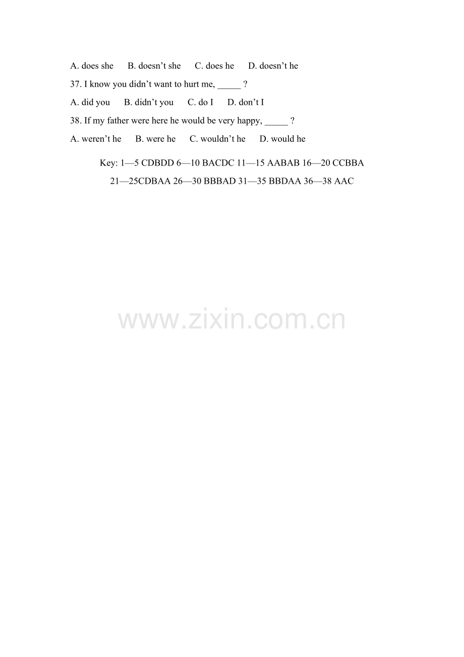 初中英语反义疑问句练习(含答案).doc_第3页