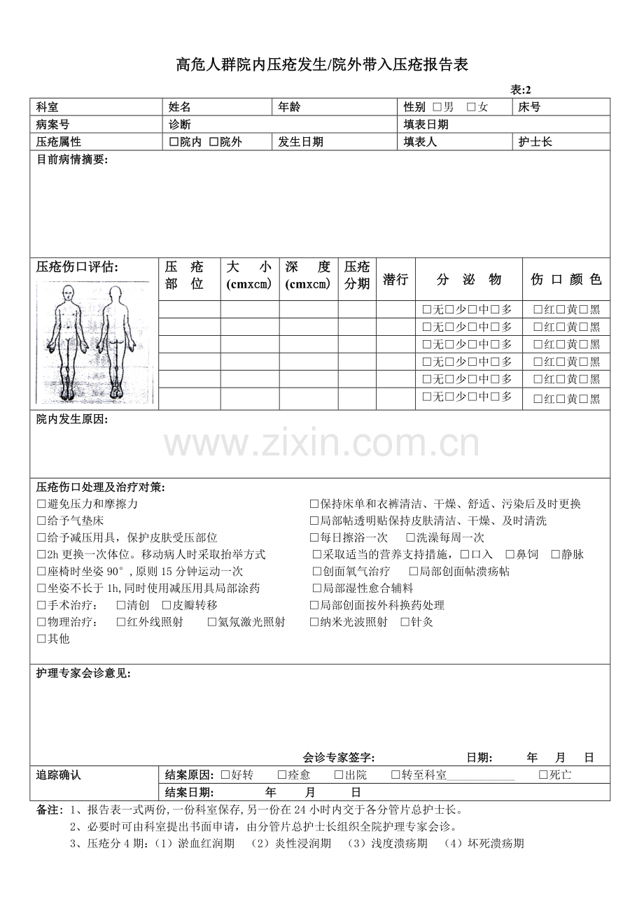 压疮评估报告／护理记录表.doc_第1页