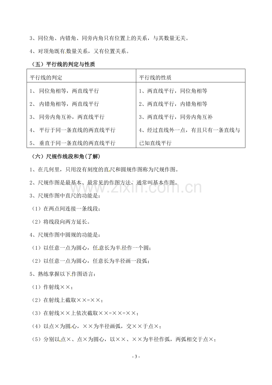 相交线与平行线-全章知识点归纳及典型题目练习.pdf_第3页