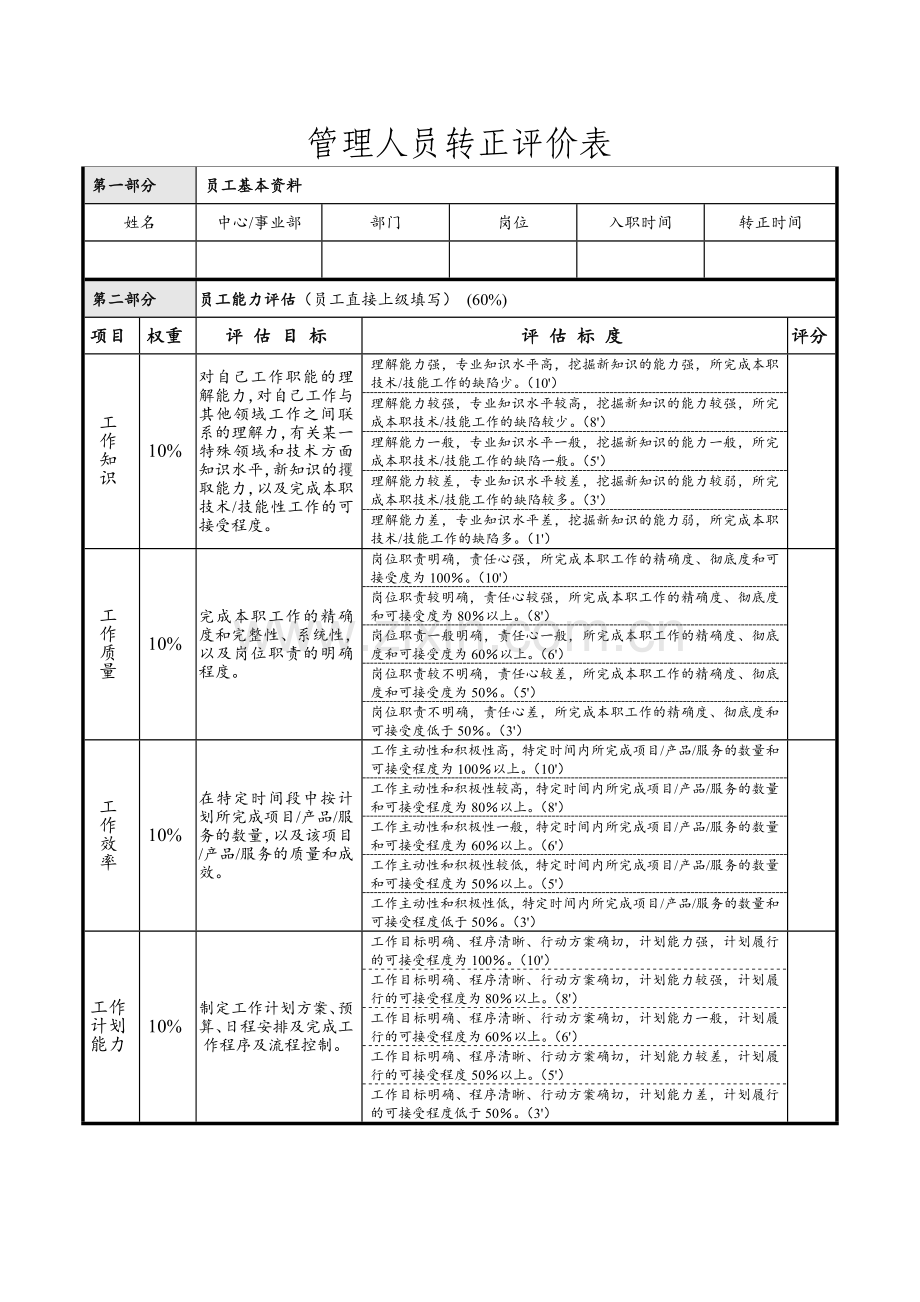 管理人员转正评价表.doc_第1页