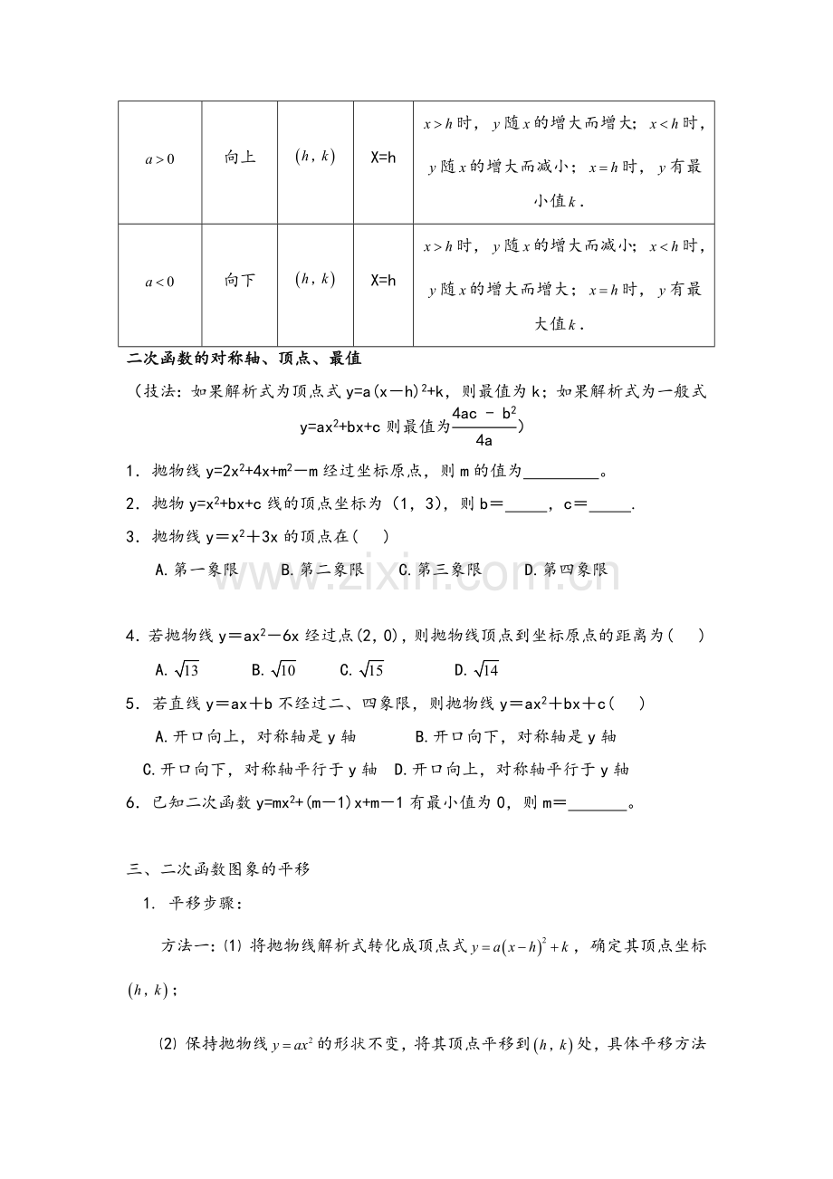 二次函数知识点总结和题型总结.doc_第3页