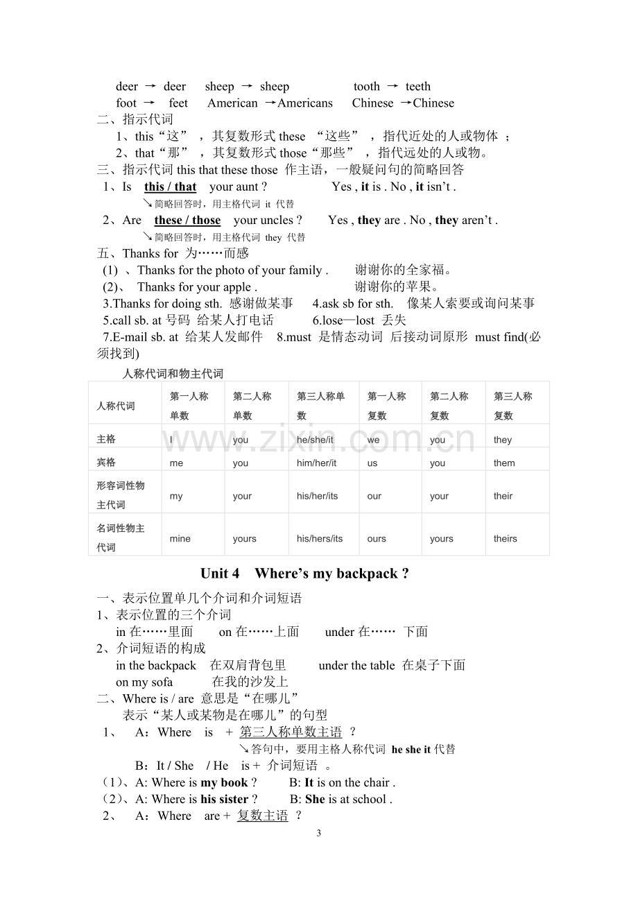 人教版七年级英语上册复习资料.doc_第3页