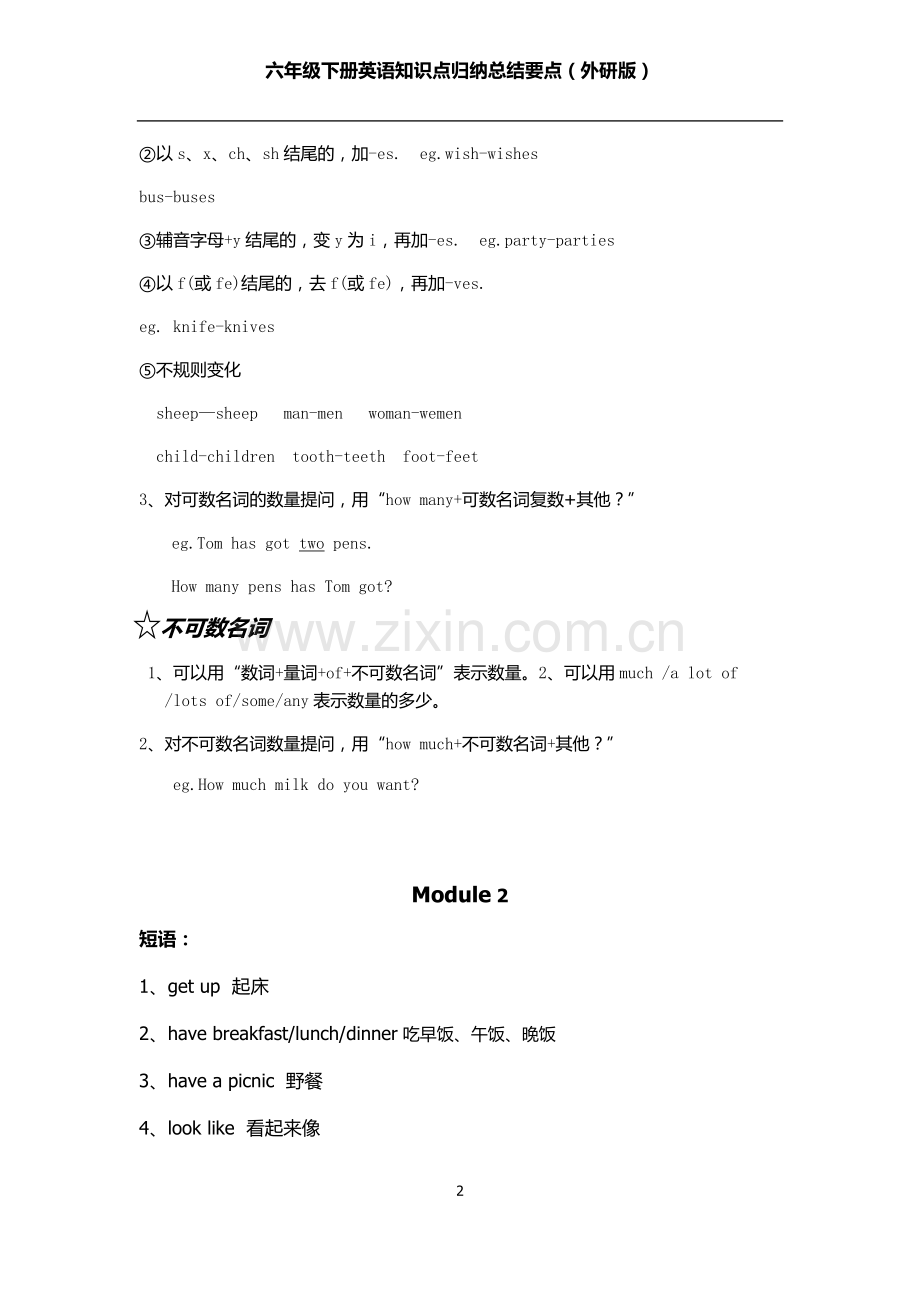 六年级(下册)英语知识点总结要点-外研版.pdf_第2页