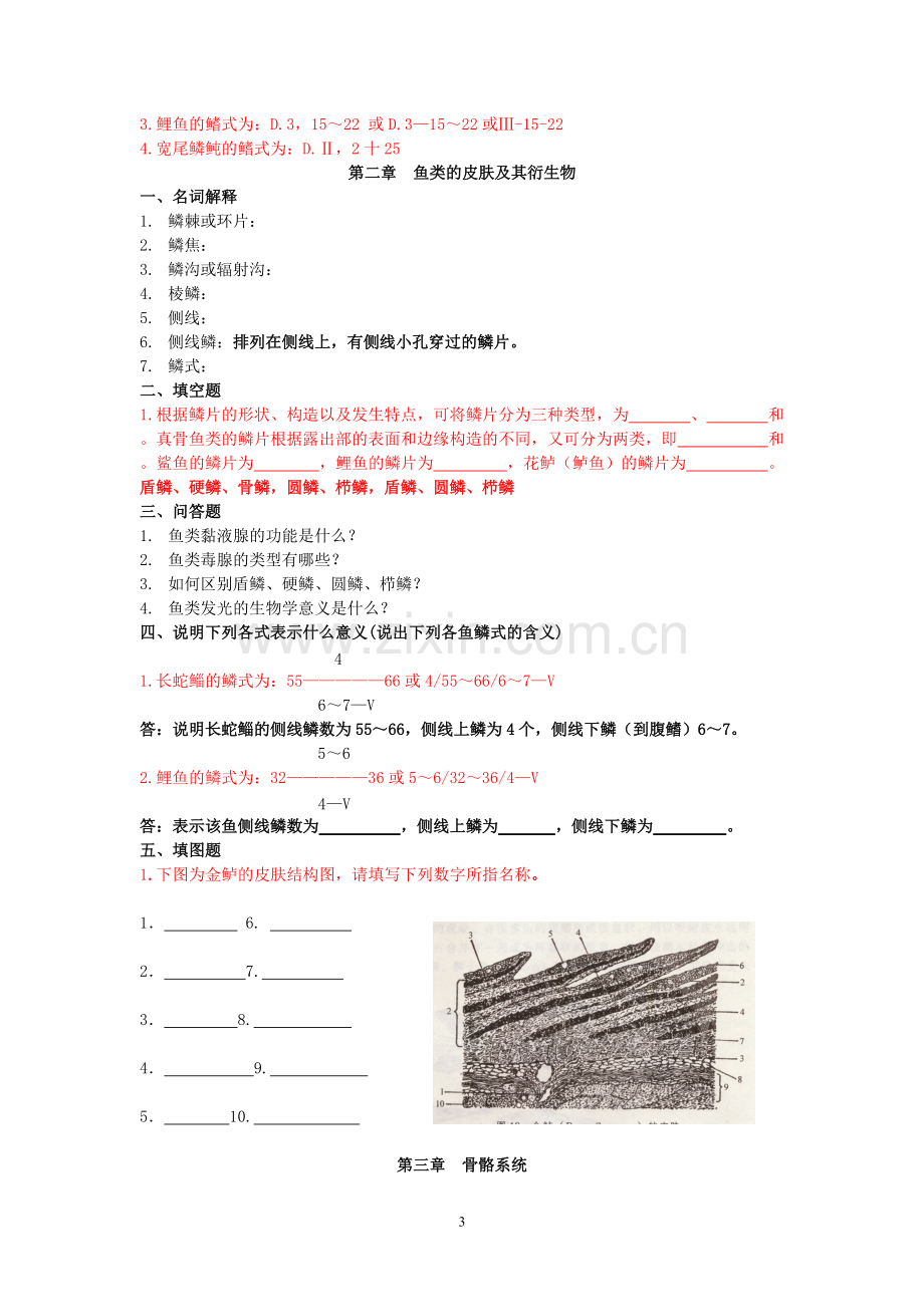 10《鱼类学与鱼类学实验》习题集-共24页.pdf_第3页