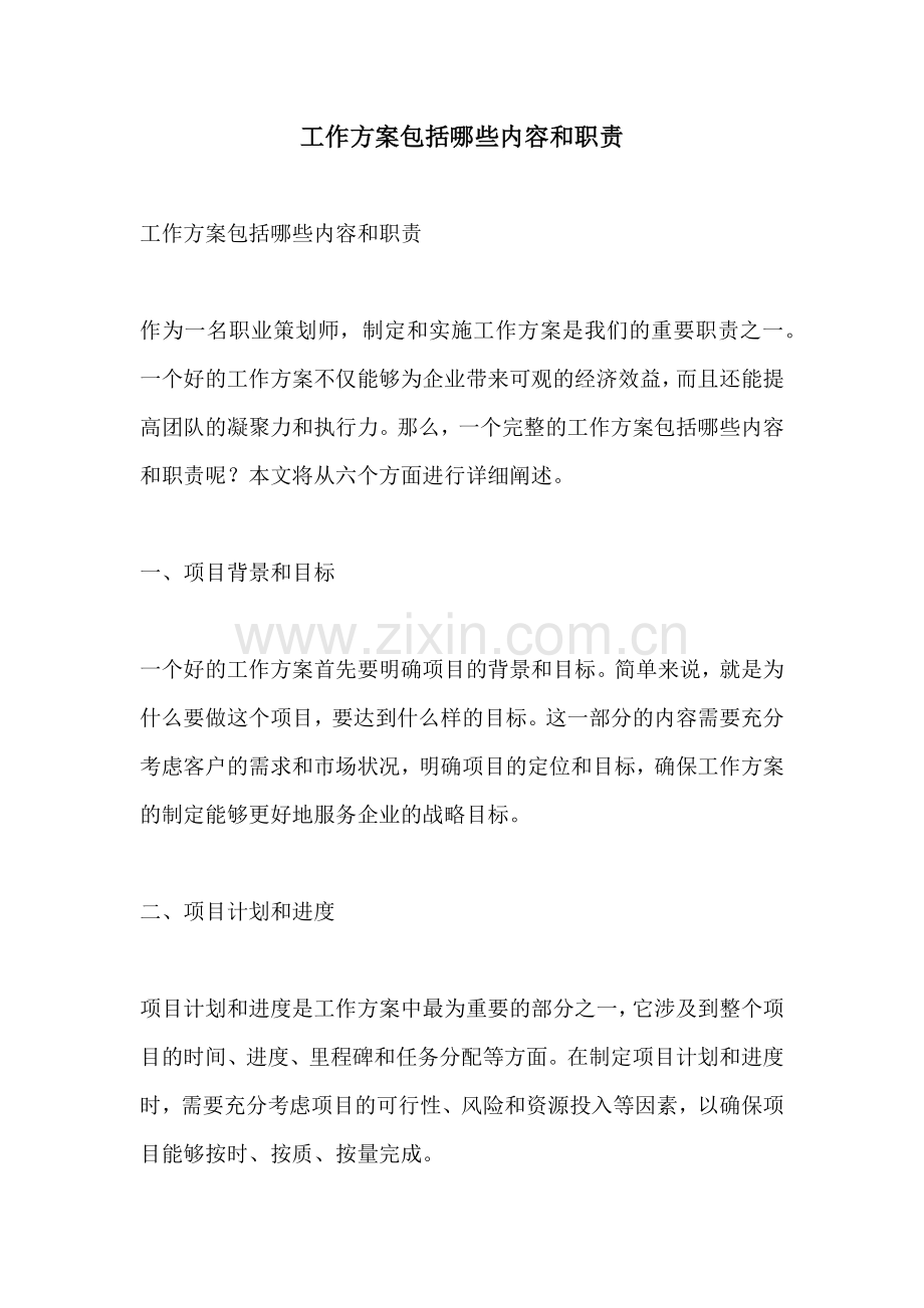 工作方案包括哪些内容和职责.docx_第1页