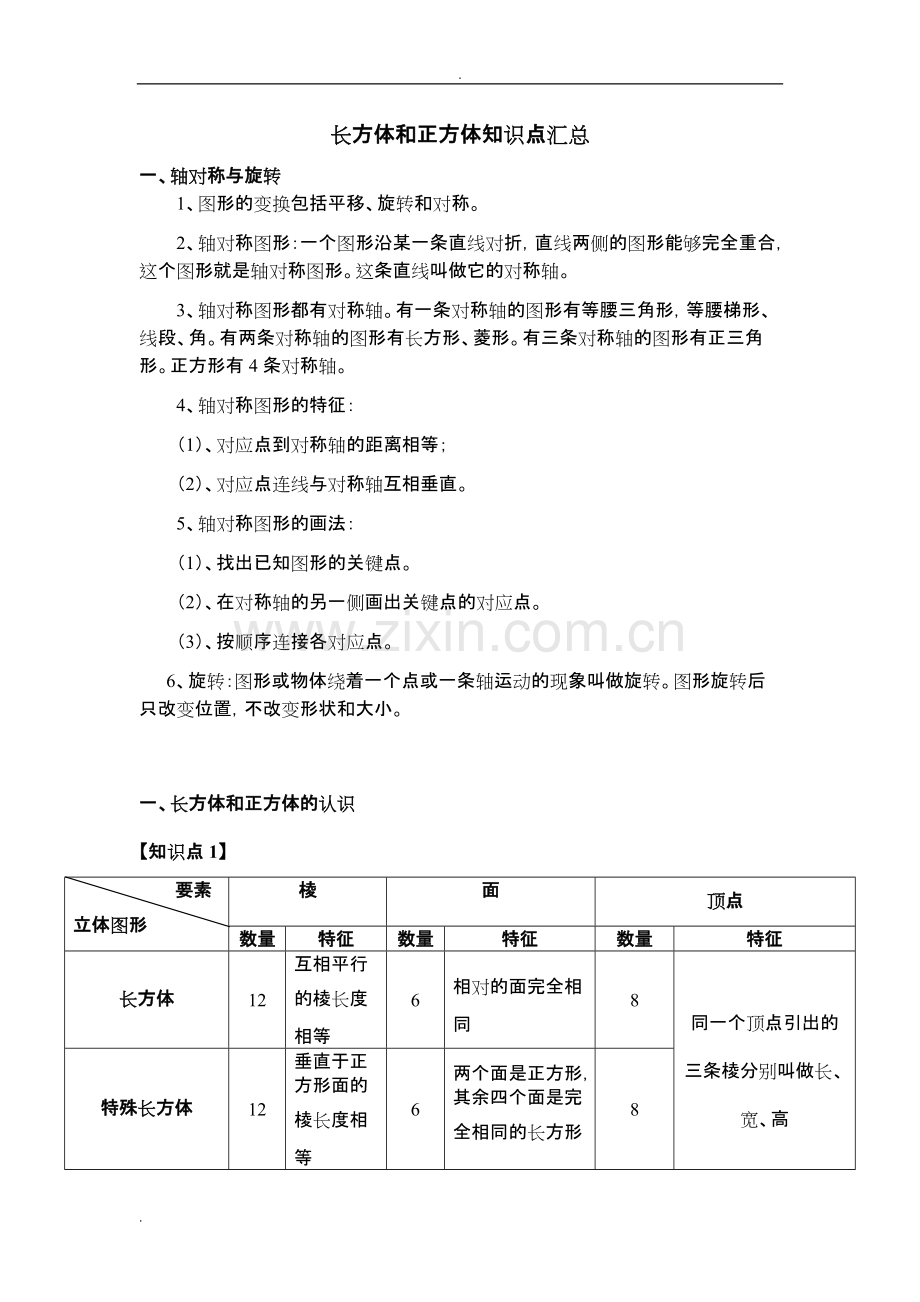 长方体和正方体知识点很全.pdf_第1页