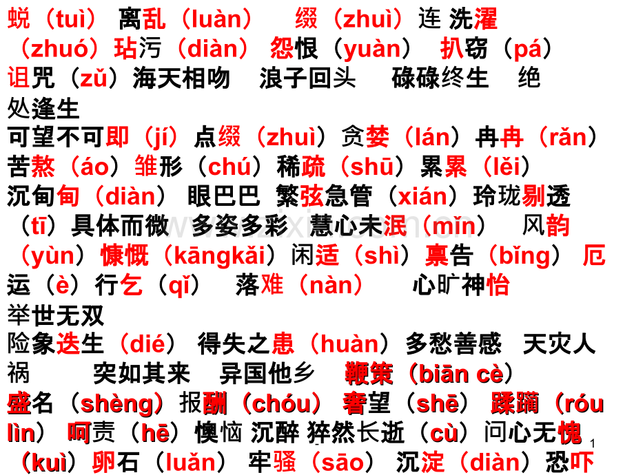 鲁教版六年级语文下生字词.ppt_第1页