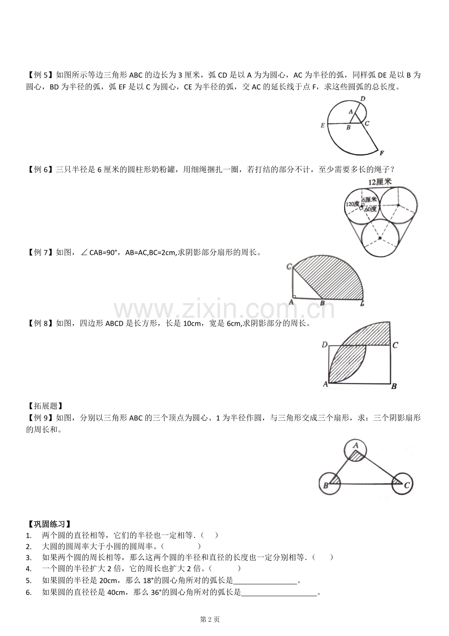 六年级数学圆的周长和弧长复习.pdf_第2页